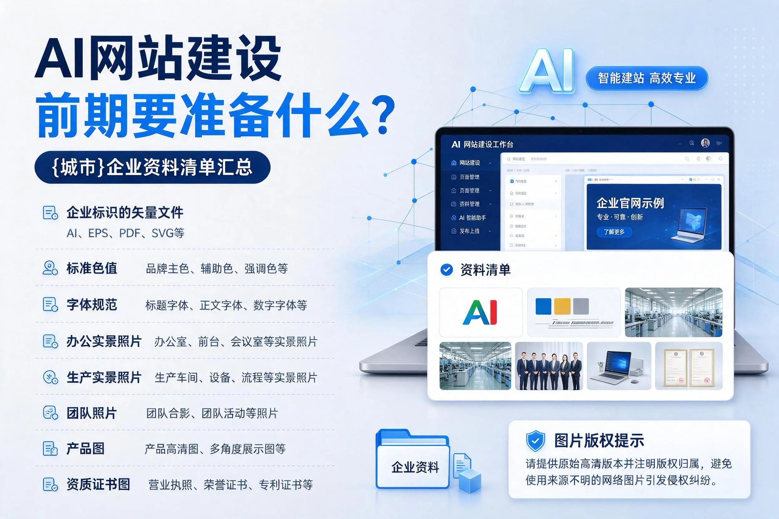AI网站建设前期要准备什么？绍兴企业资料清单汇总